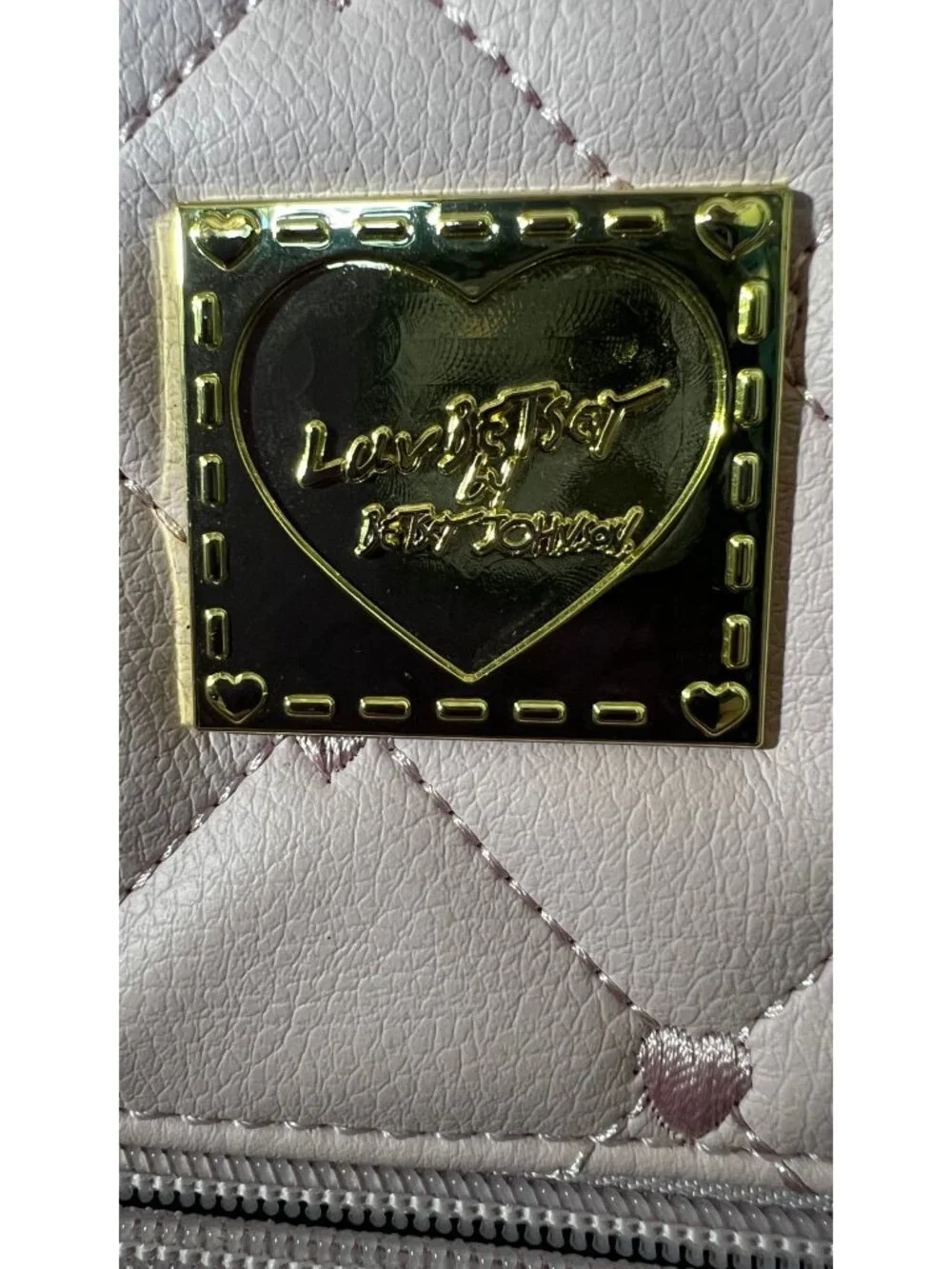 Luv Betsey By Betsey Johnson Pink Quilted Heart Tote With Gold Accents & Floral - Picture 2 of 13